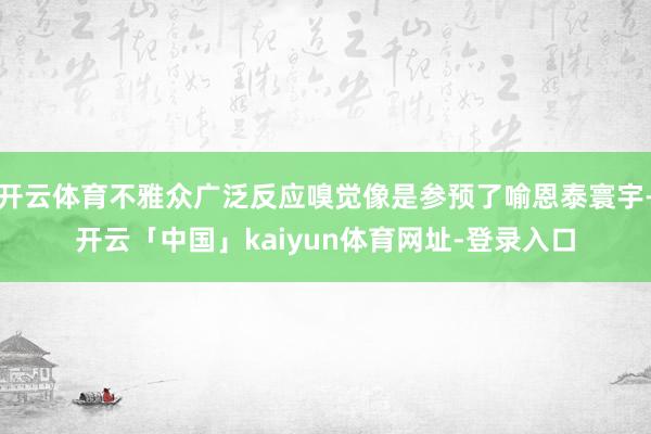 开云体育不雅众广泛反应嗅觉像是参预了喻恩泰寰宇-开云「中国」kaiyun体育网址-登录入口
