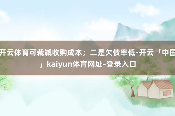 开云体育可裁减收购成本；二是欠债率低-开云「中国」kaiyun体育网址-登录入口