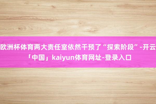 欧洲杯体育两大责任室依然干预了“探索阶段”-开云「中国」kaiyun体育网址-登录入口