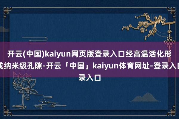 开云(中国)kaiyun网页版登录入口经高温活化形成纳米级孔隙-开云「中国」kaiyun体育网址-登录入口