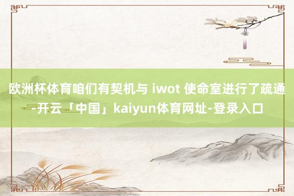 欧洲杯体育咱们有契机与 iwot 使命室进行了疏通-开云「中国」kaiyun体育网址-登录入口