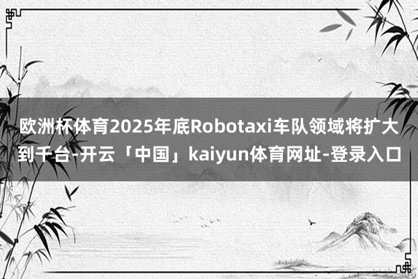 欧洲杯体育2025年底Robotaxi车队领域将扩大到千台-开云「中国」kaiyun体育网址-登录入口