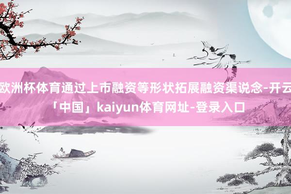 欧洲杯体育通过上市融资等形状拓展融资渠说念-开云「中国」kaiyun体育网址-登录入口