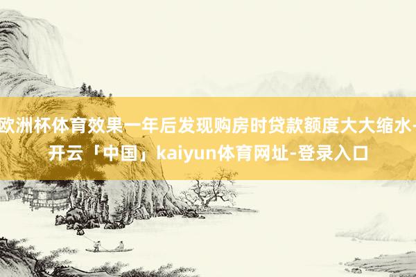 欧洲杯体育效果一年后发现购房时贷款额度大大缩水-开云「中国」kaiyun体育网址-登录入口