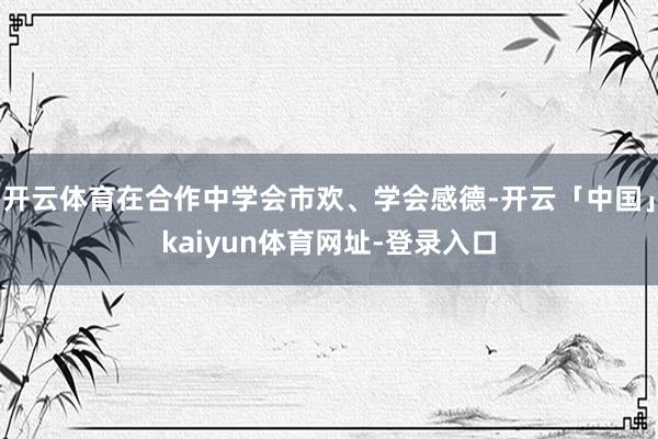 开云体育在合作中学会市欢、学会感德-开云「中国」kaiyun体育网址-登录入口