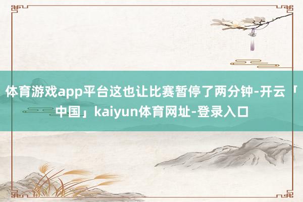 体育游戏app平台这也让比赛暂停了两分钟-开云「中国」kaiyun体育网址-登录入口